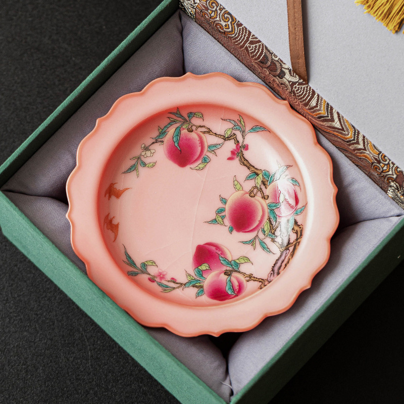 Bình chín quả đào hồng, cốc trà cổ điển kiểu Trung Quốc, phụ kiện bộ trà kungfu gia dụng, khay trái cây sấy khô dim sum