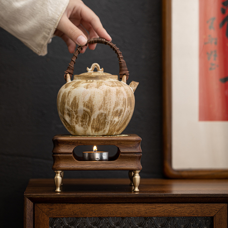 Bếp ấm trà gỗ óc chó kiểu Trung Quốc bếp trà nhỏ gia dụng nến gỗ rắn sưởi ấm bếp trà ấm bếp ấm trà nhỏ