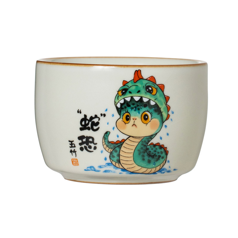 Cốc chủ nhân rắn Ruyao, cốc uống trà sáng tạo cá nhân chuyên dụng gốm sứ, cốc trà tinh tế cao cấp, bộ trà