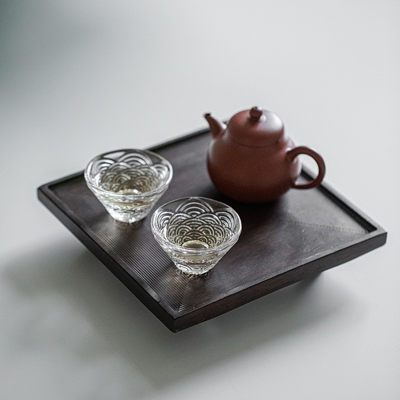 Bán buôn bình vuông gỗ mun bàn trà pha khô gỗ nguyên khối phong cách Nhật Bản Khay trà khay đựng cốc khay trà nhỏ