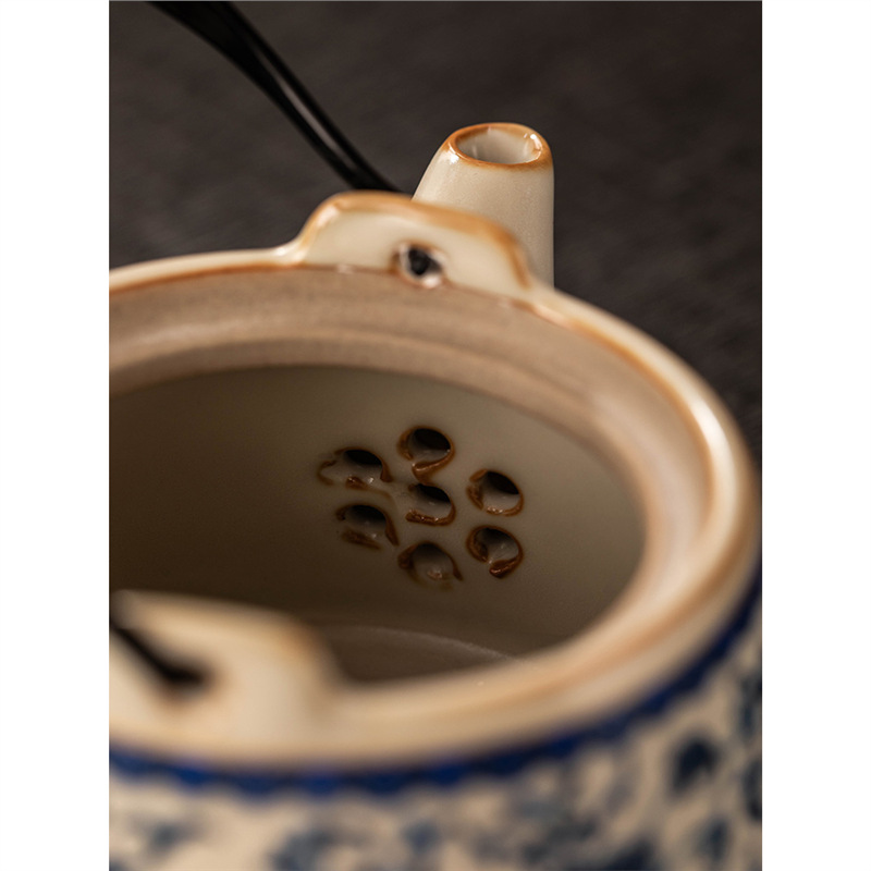 Ấm pha trà Kung Fu gốm sứ cổ điển màu be xanh và trắng ấm trà văn phòng bộ bán buôn