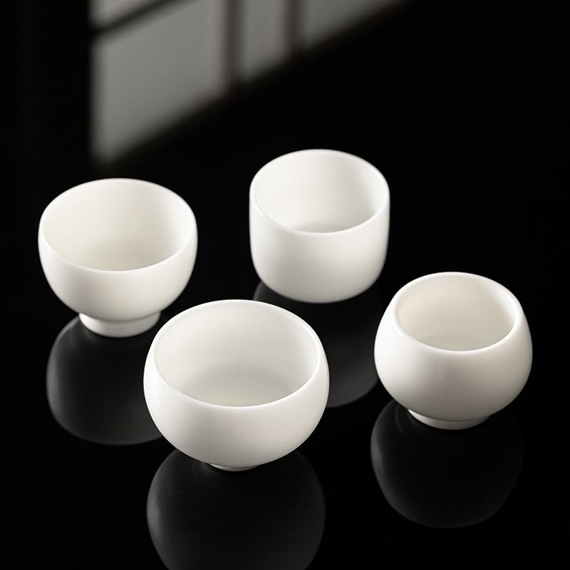 Cốc trà bùn ngọc trắng cốc chủ nhân cốc đơn gốm sứ Đức Hoa gia dụng cốc uống nước cá nhân thủ công dụng cụ trà Kung Fu
