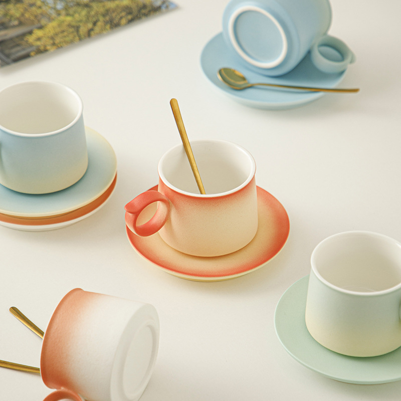 Cốc cà phê cốc và đĩa gốm sứ cao cấp tinh tế cho nữ giá trị cao cốc nước ăn sáng quà tặng văn phòng tại nhà