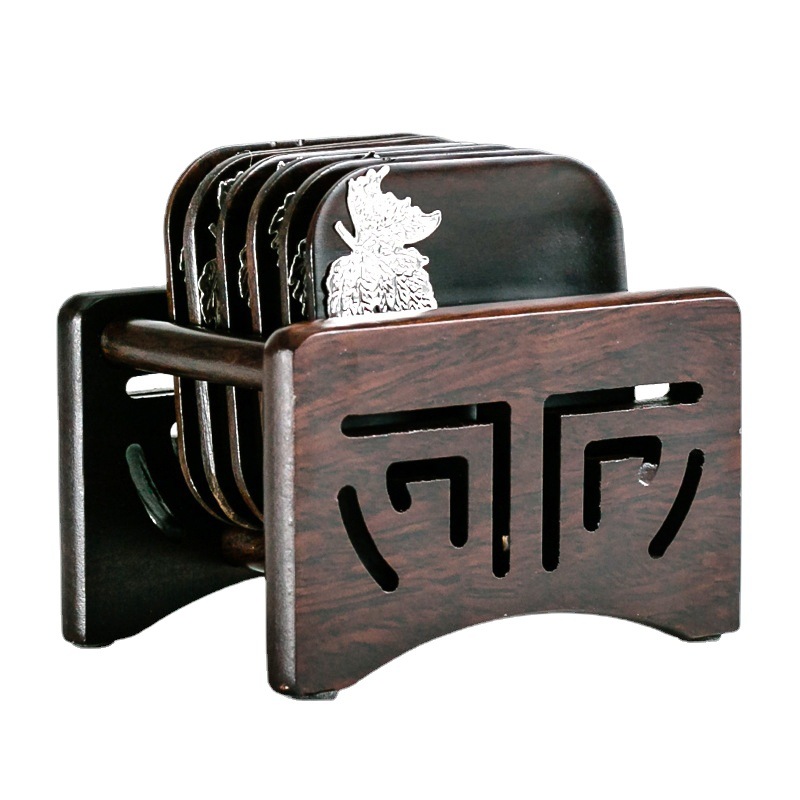 Bán buôn lót tách trà gỗ Mun đế lót trà gỗ cẩm lai đế lót cốc gỗ Solid Kung Fu trà đạo kết hợp khay trà kiểu Nhật