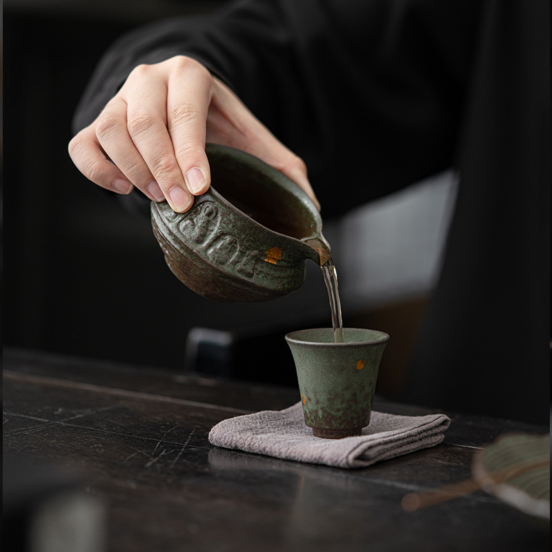 Bộ tách trà Kung Fu tráng men bằng đồng, Bộ trà gia dụng bằng đất sét đá cổ, Bộ tách trà cổ điển cao cấp