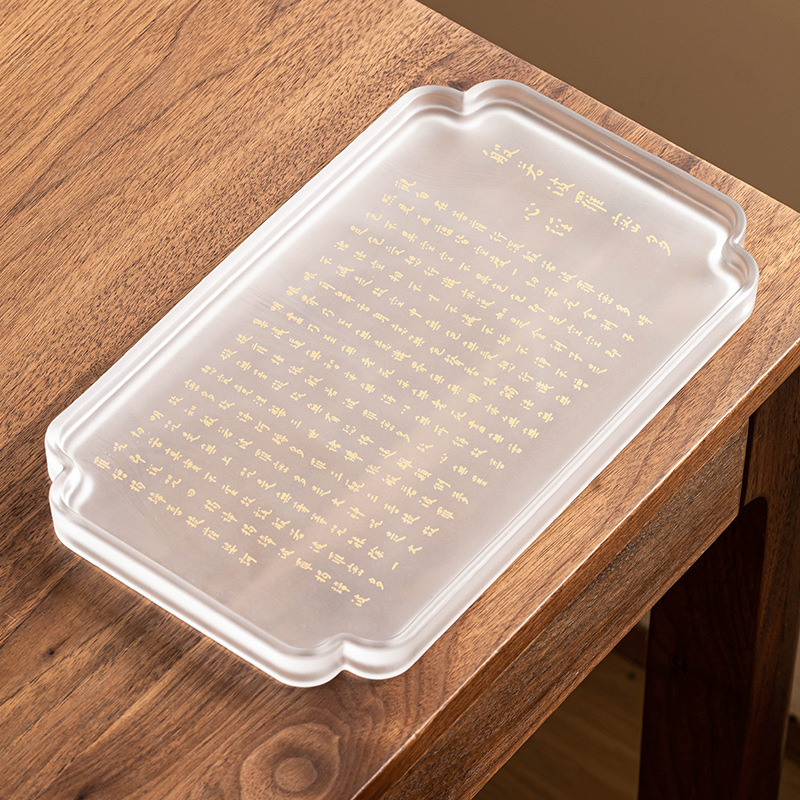 Khay pha khô men màu khay trà Bát nhã ba la mật đa tâm kinh khay để ráo nước thiền kiểu Trung Quốc loại nhỏ, bàn trà đơn giản