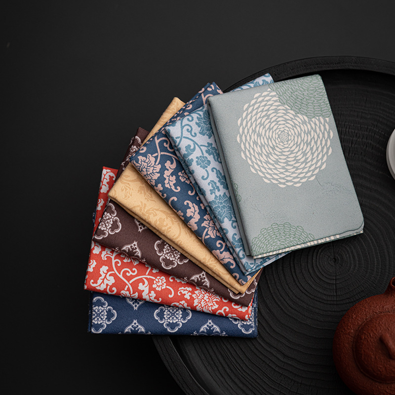 Khăn trà nhung hai mặt in hoa phong cách dân tộc Khăn trải bàn trà gia dụng thấm nước bình Thiền Bộ trà Kungfu trà đạo không phối