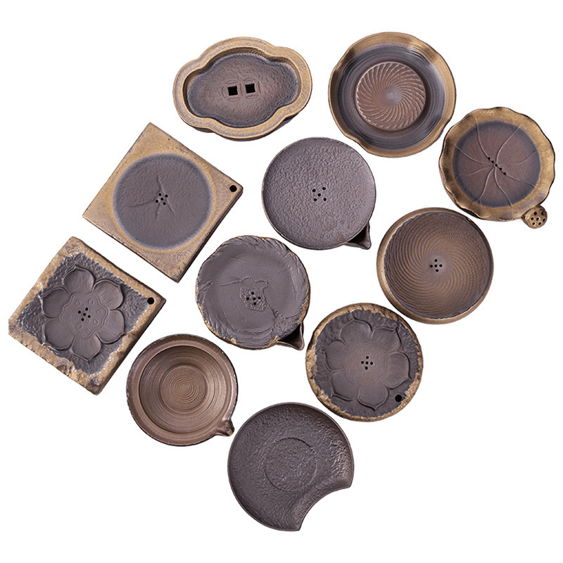 Ấm vuông đơn giản bằng gốm thô, khay đựng nước bằng gốm, khay chứa nước, khay chứa nước, bàn ủ khô, phụ kiện trà đạo bán buôn