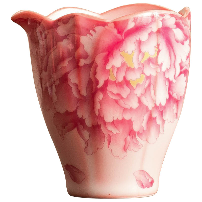 Cốc công cộng hồng Ru màu đỏ quốc sắc thiên hương hoa mẫu đơn trà đạo công cốc chia trà dụng cụ pha trà gia dụng không nóng tay bộ trà kungfu