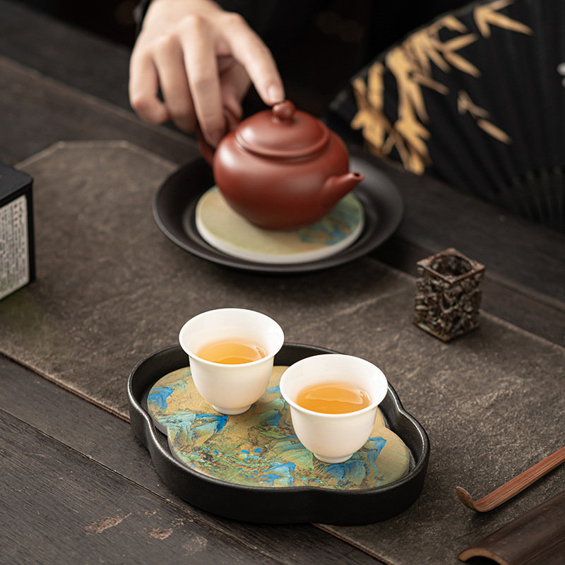Ấm hút gốm đen, trà khô nhanh gia dụng, Khay trà bàn pha khô cỡ nhỏ, Khay trà, phụ kiện Bộ trà Kung Fu