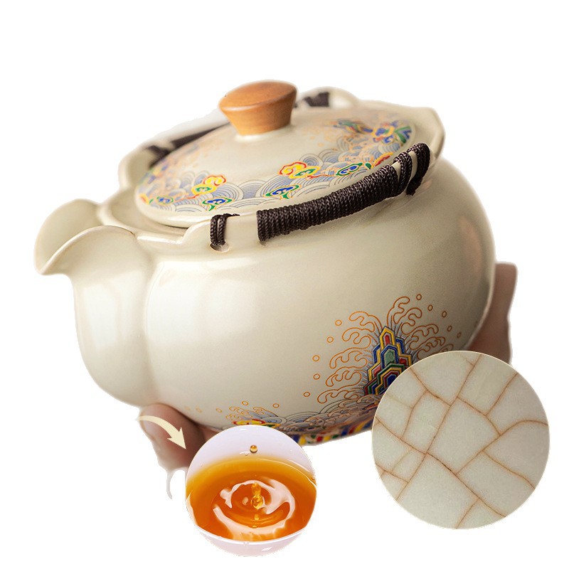 Ruyao Haijiang Vách đá một ấm hai tách trà một đến hai người uống ấm cầm tay chống bỏng chuyên dùng để pha trà 2025 mẫu mới