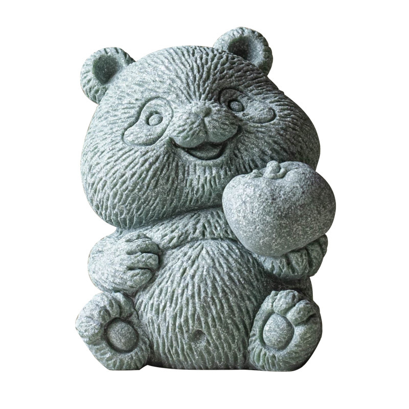 Đồ trang trí nhỏ sáng tạo gấu trúc bằng đá sa thạch xanh, đồ trang trí bàn trà gia đình thời thượng quốc gia, đồ trang trí cảnh quan bể cá