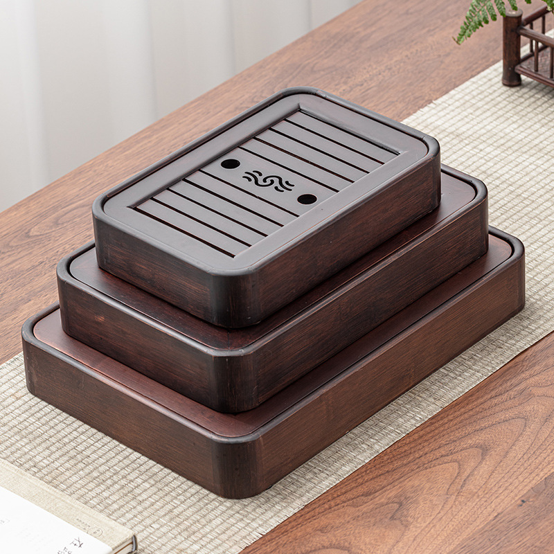 Bộ trà nhỏ văn phòng gia dụng bằng tre sang trọng, khay trà, Bộ trà kiểu trữ nước, khay trà Biển Trà Kiểu Nhật