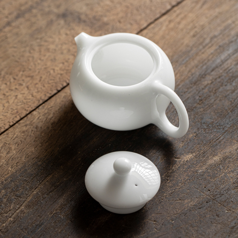 Đá ngọc Sứ mỡ cừu Ngọc Ấm trà nhỏ ấm trà Xi Shi ấm trà đơn sứ trắng Dehua Kung Fu ấm trà gia dụng