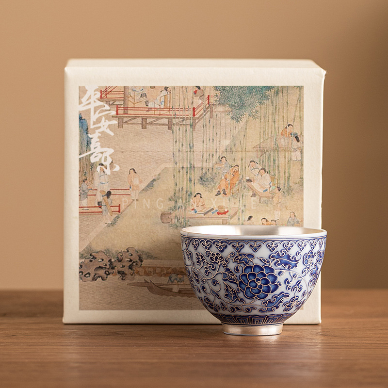 Cốc trà mạ bạc cốc chủ nhân cốc đơn dụng cụ trà gốm sứ cổ điển gia dụng cốc trà cốc Cá Nhân Nhỏ cốc trà