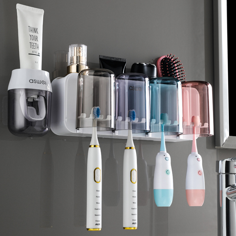 Kệ để bàn chải đánh răng để đánh răng cốc nước súc miệng treo tường nhà vệ sinh không cần đục lỗ treo tường bộ dụng cụ nha khoa điện treo tường
