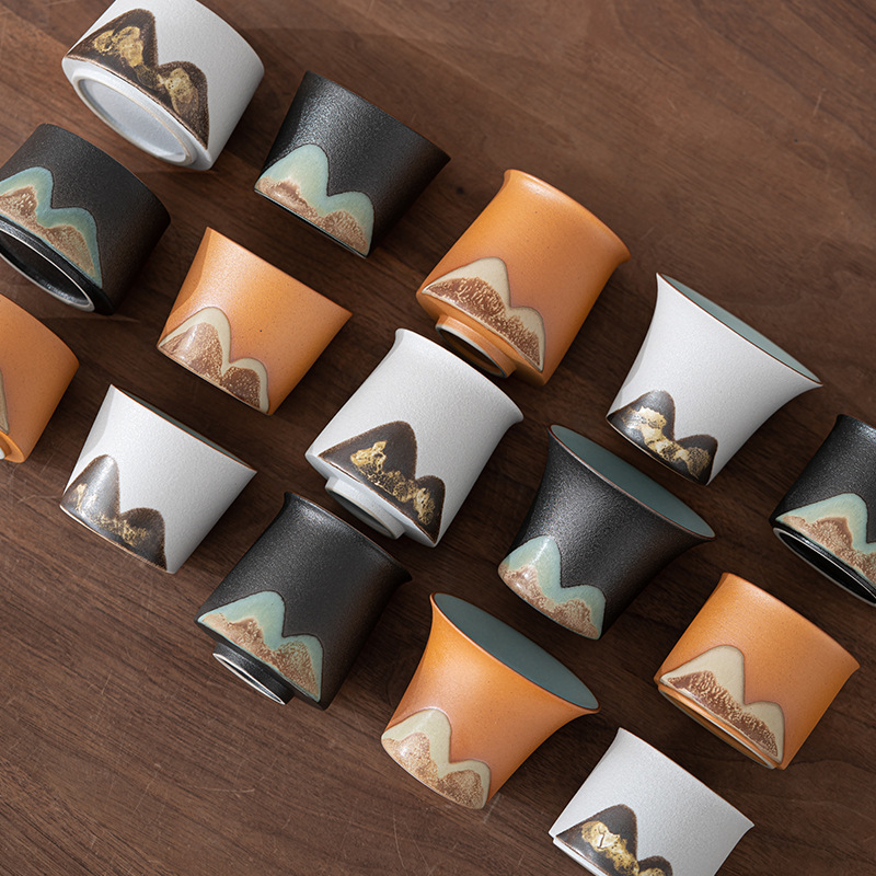 Cốc chủ sở hữu dung tích lớn vẽ tay phong cách Nhật Bản cốc đơn tráng men vẽ màu thủ công gốm sứ Kung Fu tách trà