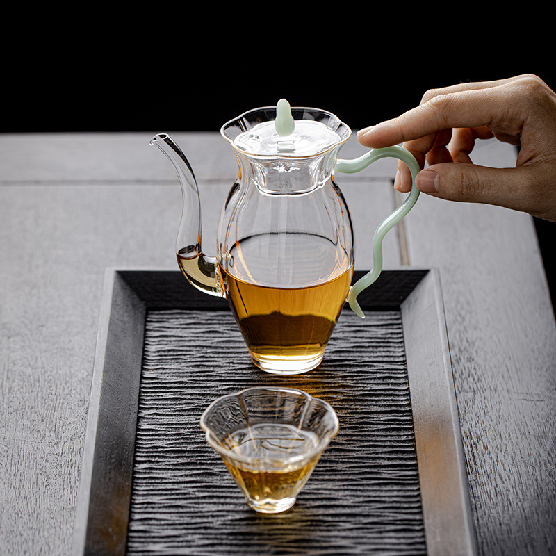 Ấm trà thủy tinh Borosilicat cao chịu nhiệt ấm trà Trà Hoa gia dụng ấm trà Trà Trái Cây trà trà trong suốt Bộ trà Kung Fu