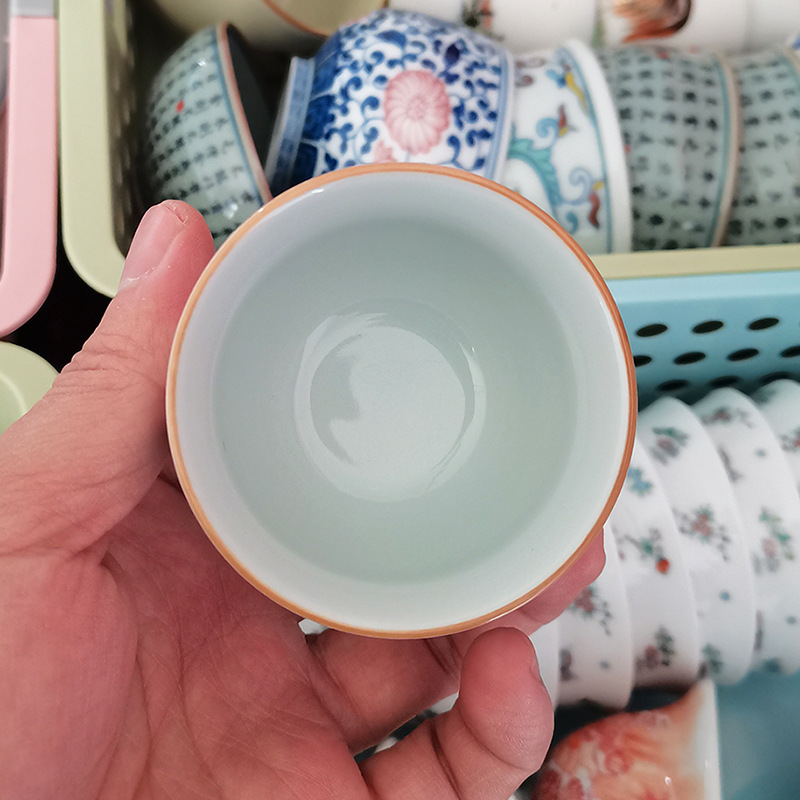 Cốc trà gốm sứ Jingdezhen, cốc chủ bộ trà Kung Fu, cốc trà đặc biệt dành cho nam và nữ, cốc khách, cốc đơn màu xanh và trắng cổ