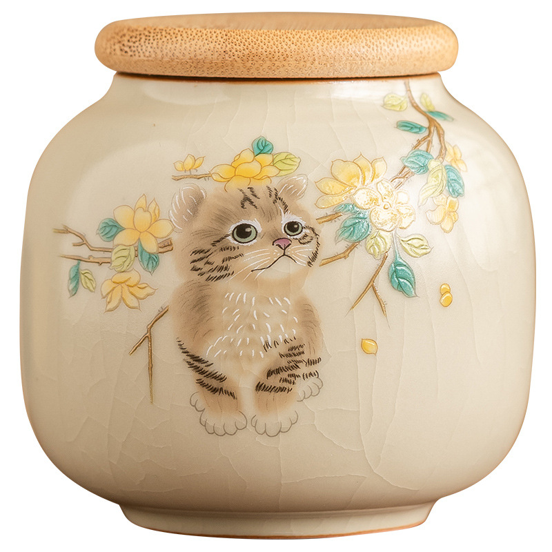 Hộp đựng trà gốm sứ Mengmao, hộp nhỏ, hộp đựng trà di động, Hộp đựng trà kín chống ẩm, hộp đựng trà