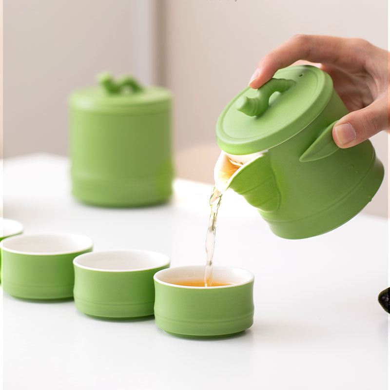 Lễ hội thuyền rồng Tre xanh gốm sứ cốc khách nhanh một nồi bốn cốc có hộp quà công ty quà lưu niệm doanh nghiệp quà tặng mua trường học