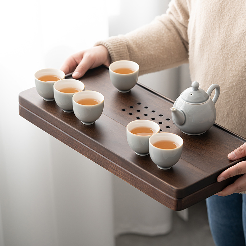 Khay trà Yên Nghi Gỗ Óc Chó lớn nhỏ phòng khách gia dụng thoát nước trữ nước Bộ trà Kungfu dùng kép bàn trà văn phòng