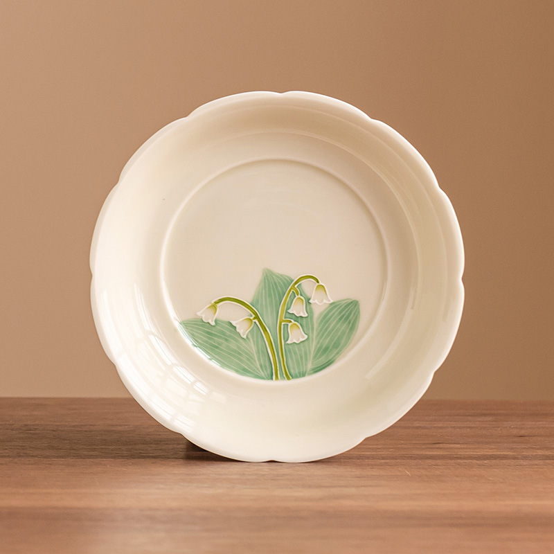 Chậu hoa hoa hoa ngọc lan vẽ tay, khay đựng ấm Trung Quốc, đệm ấm trà, khay trà, bàn pha trà khô, cao cấp đơn