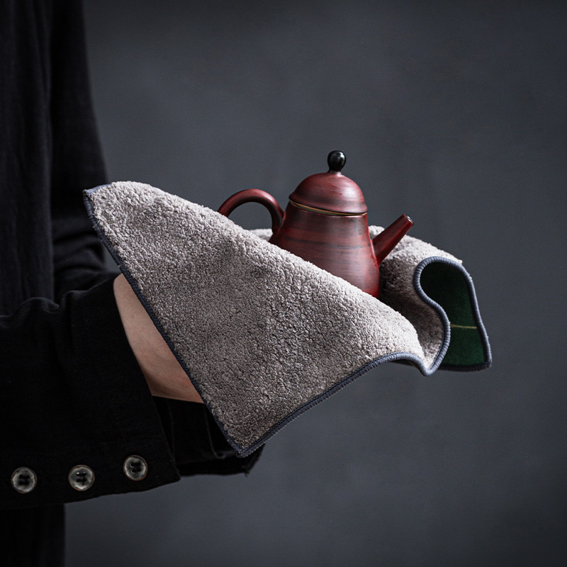 Khăn trà da lộn khăn trà khăn bàn trà khăn lau nhẹ sang trọng kiểu Trung Quốc thấm nước khăn giữ ấm phụ kiện bộ trà Kung Fu đệm trà