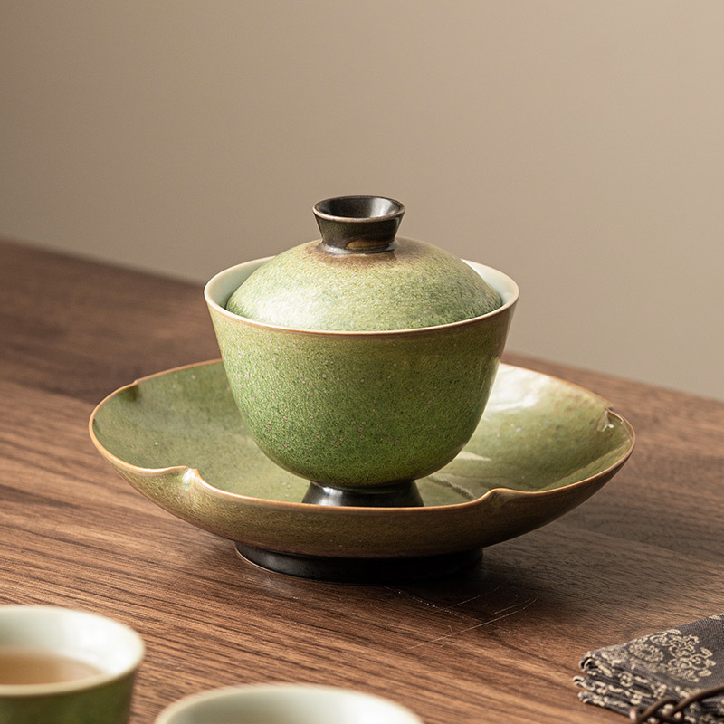 Bát có nắp tam tài cổ điển lò nung, bát pha trà gốm sứ, bộ trà Kung Fu gia dụng cao cấp, bát cầm tay phục trà chống bỏng
