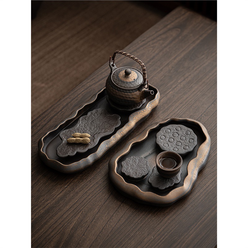 Khay trà kiểu Nhật Zen Bộ trà Kung Fu Bộ trà bàn pha khô đơn giản trữ nước gia dụng cỡ nhỏ Bộ trà bàn trà khay đựng ấm bàn trà