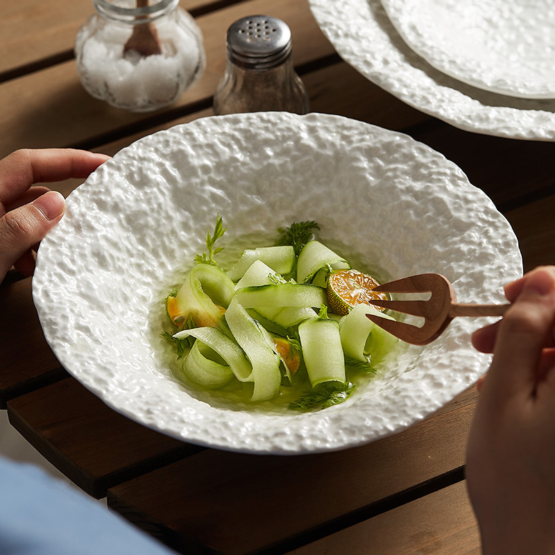 Mẫu đá Scandinavia bát hình nón quán mì đĩa súp đĩa sâu đĩa gia dụng cao cấp đĩa salad hình đặc biệt bất đối xứng