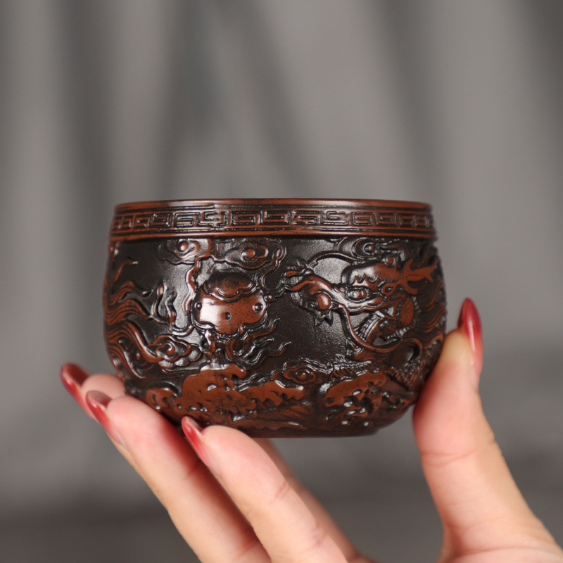 Cốc trà gốm tím Vân Nam Jianshui, cốc chủ nhân, cốc gốm tím Xianglong chạm khắc thủ công, cốc trà cỡ lớn chuyên dụng cá nhân