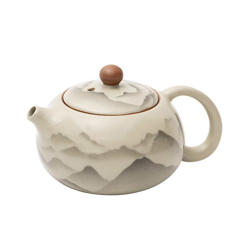 Pengshan Ruyao Mountain Ruhua Xi Shi Ấm trà gốm sứ gia dụng cổ điển Bộ trà Kung Fu Ấm trà bóng lỗ lọc Bình đơn