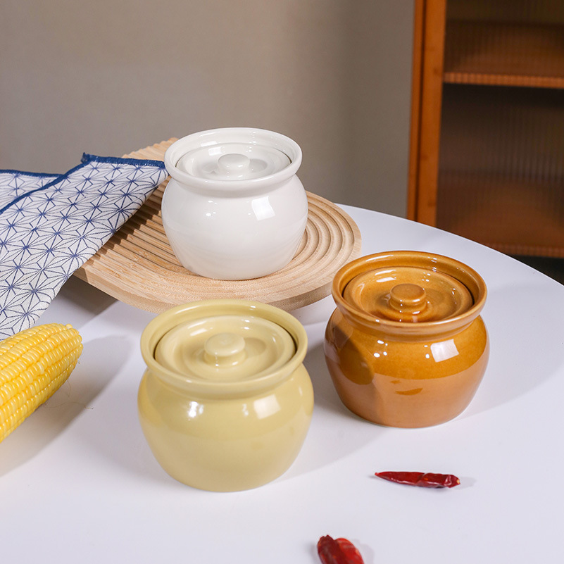 Nồi hầm sành hầm cách thủy, nồi hầm trứng hấp cho một người, nồi canh có nắp, đồ ăn nhẹ Shaxian kiểu Trung Quốc