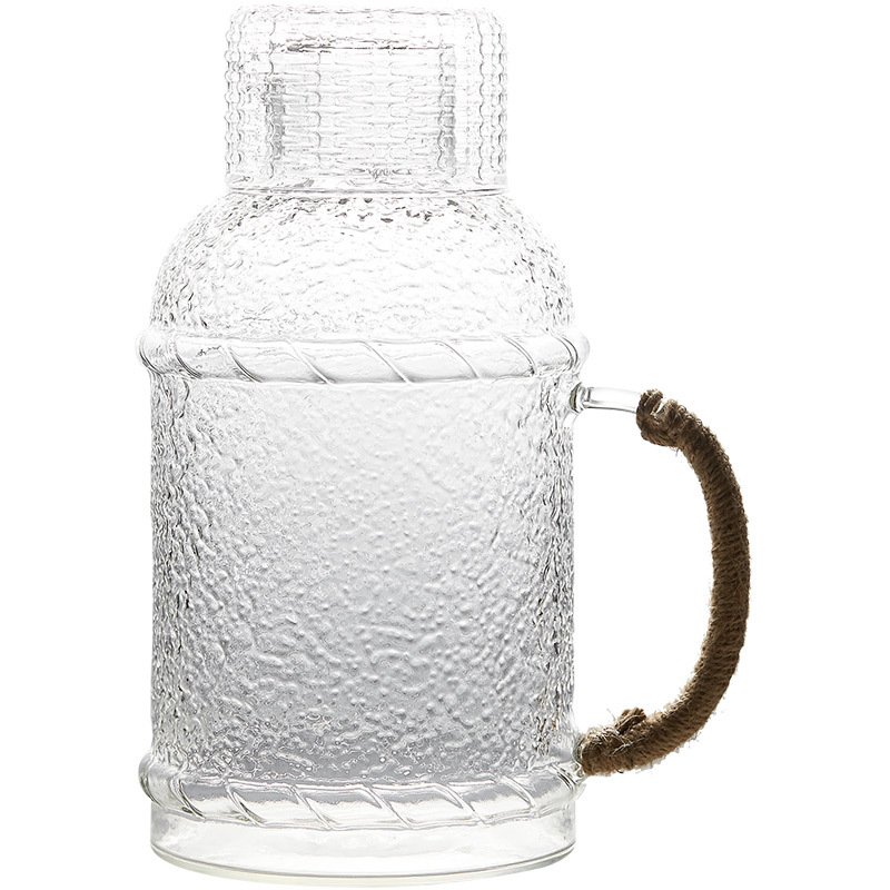 Ấm đun nước lạnh thủy tinh chịu nhiệt độ cao, bình nước trái cây dung tích lớn gia dụng, Bộ ấm đun nước ấm đun nước trắng mát