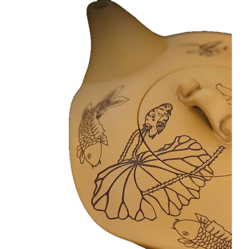 Ấm trà cát tím loại A, bộ trà, bình sen lá sen vàng cá tính, ấm trà cao cấp 350cc, hộp quà, ấm phượng