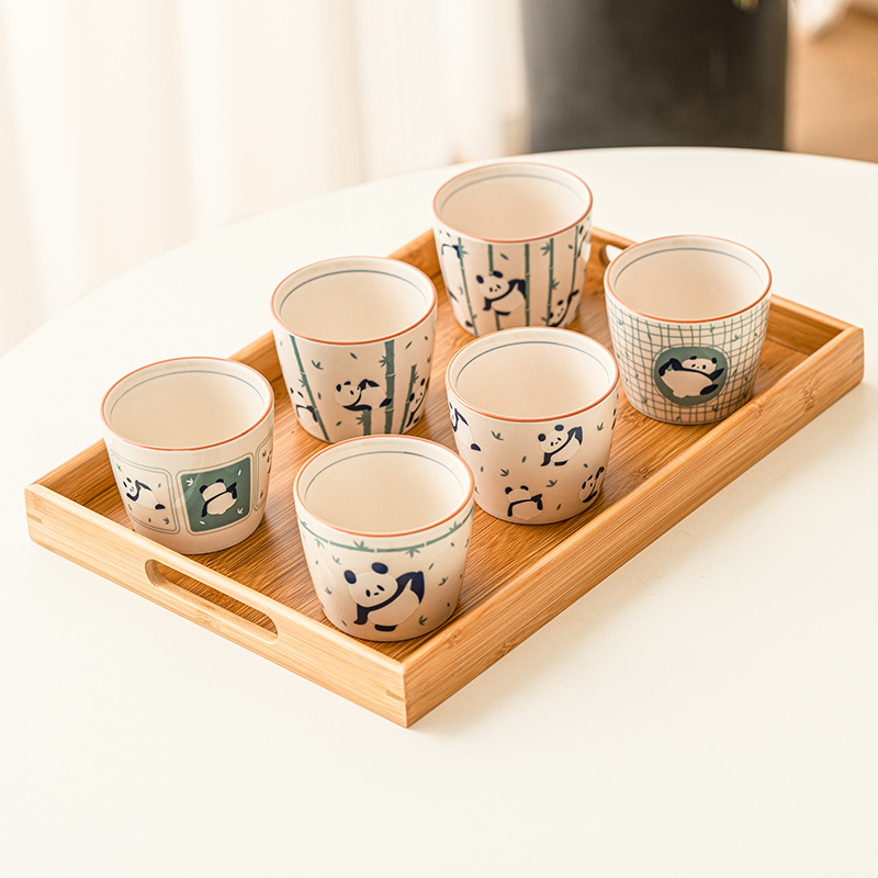 Cốc trà gấu trúc vẽ tay cốc đãi khách gia dụng cốc uống nước giá trị cao cho nữ cốc miệng lợn cốc cà phê gốm sứ cốc chủ nhân