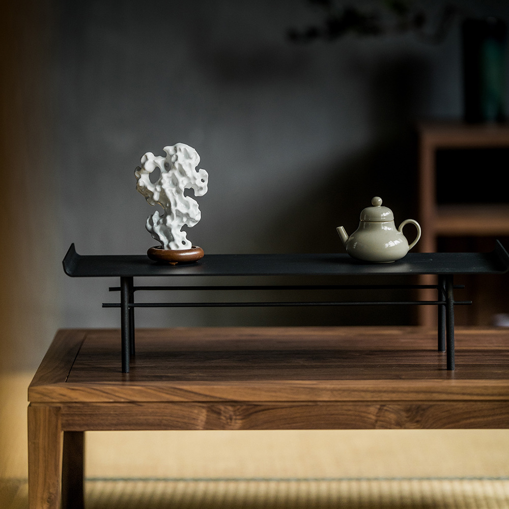 Khay trà bộ ấm trà trưng bày kệ lưu trữ tủ trà Bogu bàn trà sắt nghệ thuật kiểu Nhật bàn pha khô bình phong mới