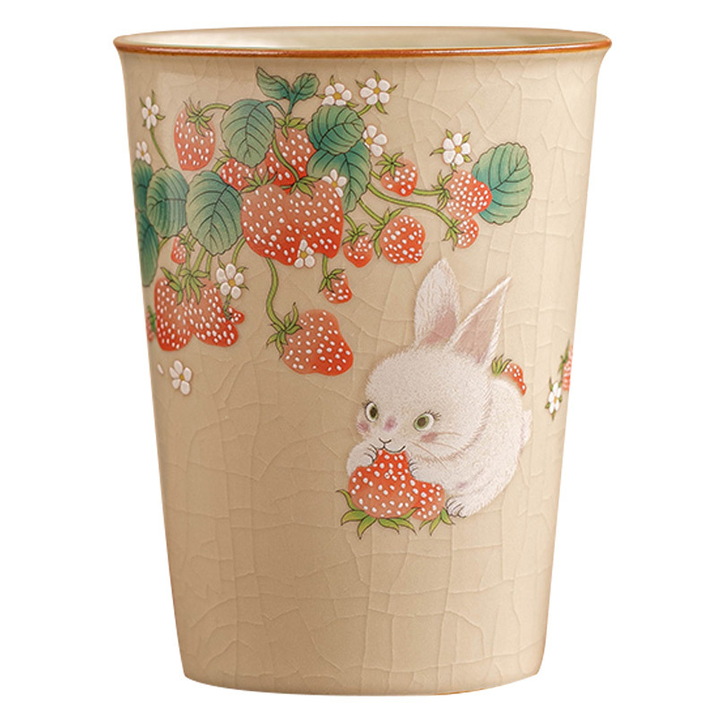 Cốc chủ nhân thỏ dâu tây Ruyao cốc đơn cốc trà cá nhân nữ cốc tiện dụng cốc trà Trung Quốc dung tích lớn
