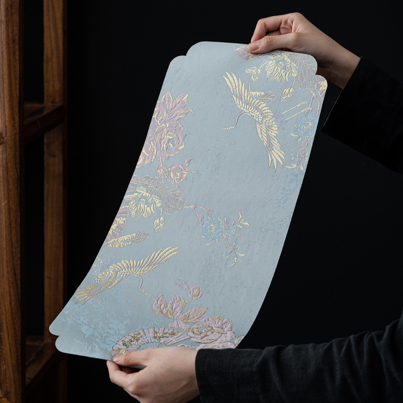 Tấm lót bàn trà khô hai mặt dệt vàng nổi Tấm lót bàn trà khô