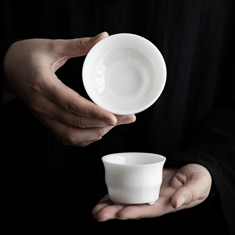 Bộ lọc trà bằng sứ ngọc bích bộ lọc trà đơn giản bộ lọc trà sứ trắng lọc trà bộ lọc trà phụ kiện bộ trà