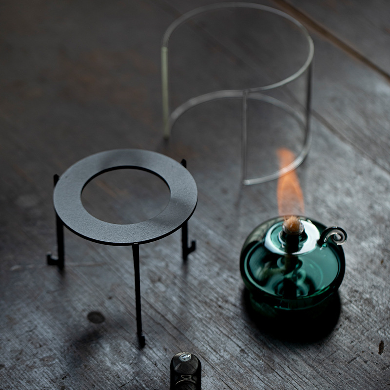 Bộ dụng cụ pha trà bằng kính borosilicate cao cấp có giá đỡ bằng sắt, máy pha trà nóng, bếp giữ nhiệt trà, bếp cồn, bếp đun trà bằng lửa trực tiếp