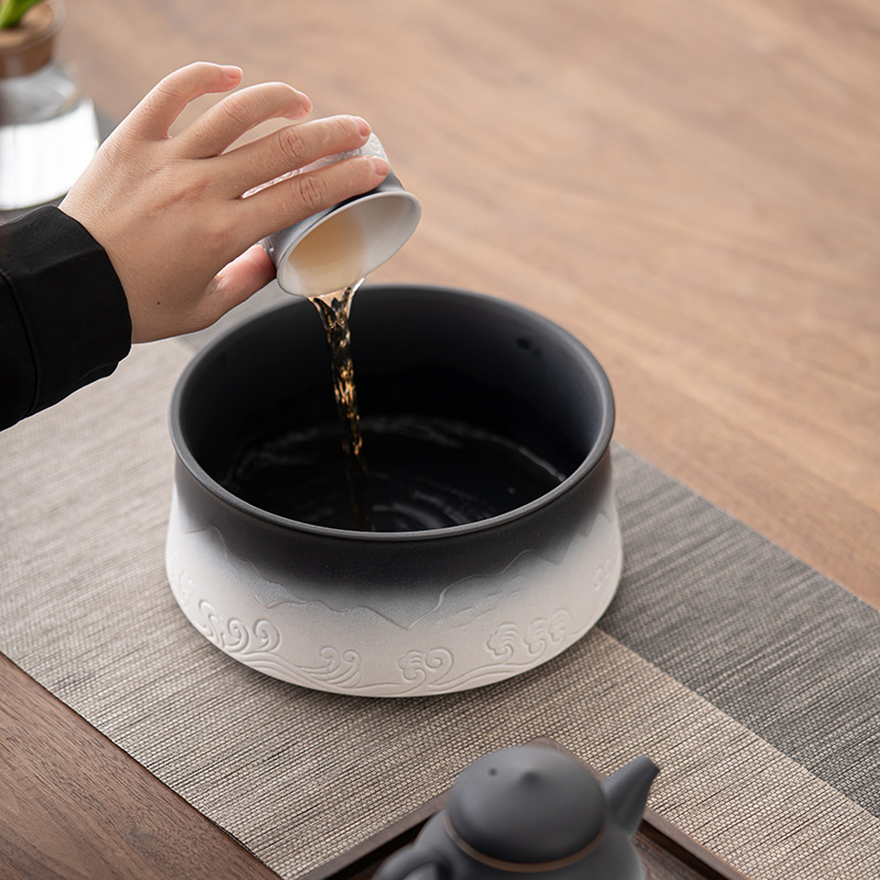 Sơn Hải Quan Trà Rửa Gốm thô Thùng bã trà cực lớn Dụng cụ rửa chén đựng trà dung tích lớn Dụng cụ Rửa Trà Thùng nước thải