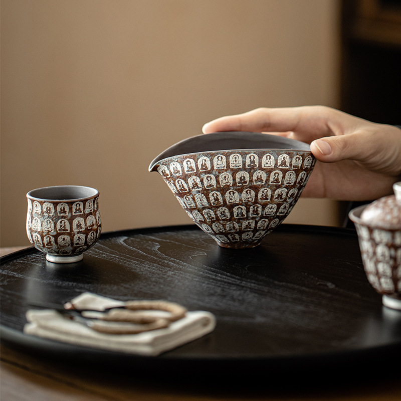 Cốc công tắc mạ bạc Đôn Hoàng Vạn Phật, cốc pha trà gia dụng, dụng cụ pha trà đồng nhất, tách trà, cốc công cộng bùn đá cũ, phụ kiện Bộ trà