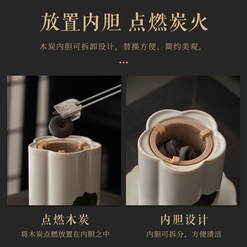 Nồi gốm thủ công tráng men soda, bếp than, Bộ pha trà, quặng thô bằng gốm thô, chịu nhiệt độ cao, có thể nung khô toàn bộ Bộ dụng cụ pha trà tay cầm bên