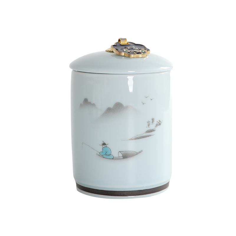 Bình đựng trà gốm sứ bình đựng trà du lịch cầm tay cỡ nhỏ bình đựng trà men ngọc bình pha trà ấm pha trà bộ đồ trà