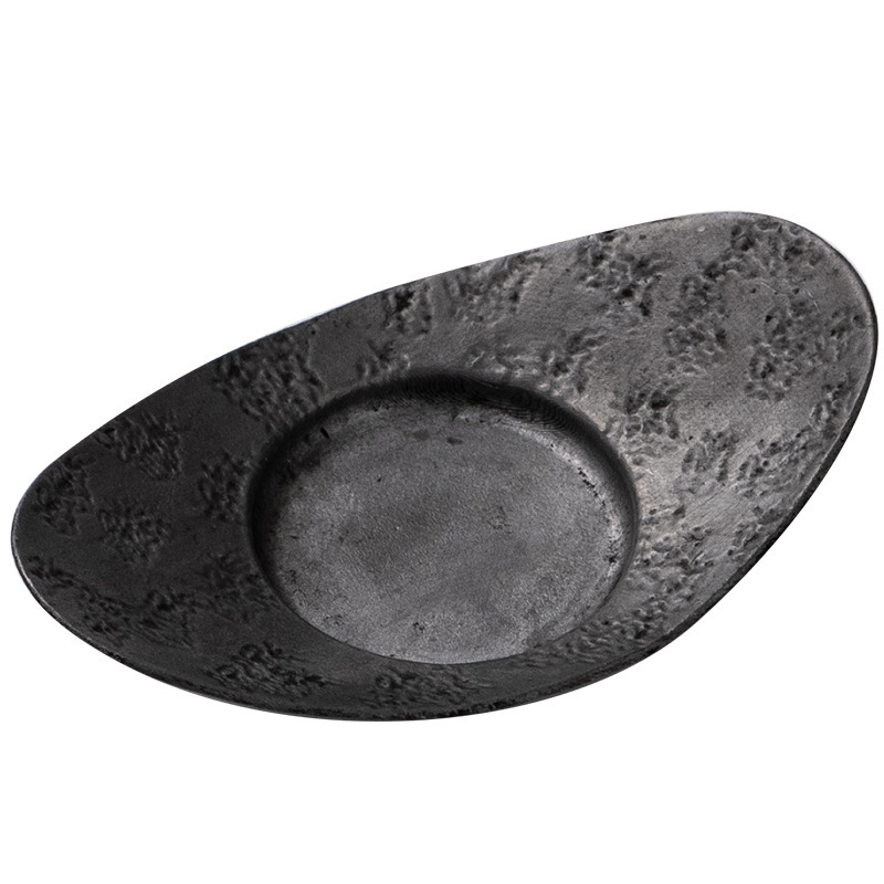 Lót cốc thiếc cổ cao cấp lót trà khay trà kim loại thiếc cũ vân búa thủ công chống trượt phụ kiện trà Kung Fu kiểu Nhật