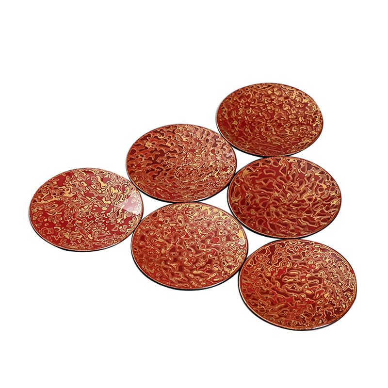 Đế cốc bằng đồng sơn mài lớn thủ công kiểu Trung Quốc Đế đựng trà lá cỡ lớn cách nhiệt chống bỏng đế lót trà Thiền ý phụ kiện trà Kung Fu