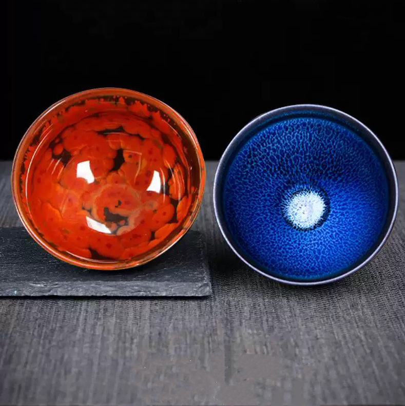 Blue Kylin Jianzhan Fire Phoenix cặp tách trà cốc chủ nhân cốc cốc thủ công Jianyang Jianzhan hộp quà bộ trà
