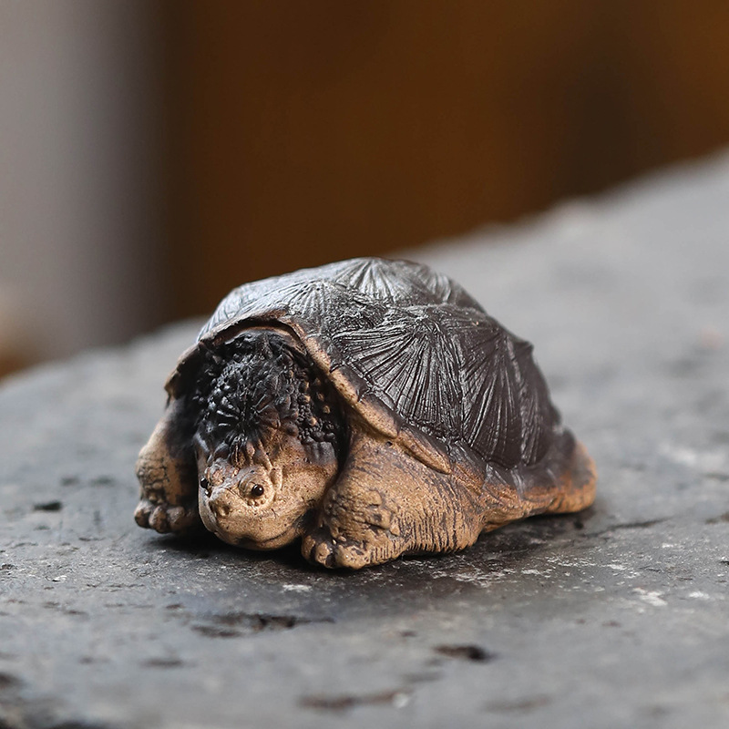 Đồ trang trí rùa cá sấu vật nuôi trà cát tím Yixing đồ trang trí trà đạo có thể nuôi bằng tay phụ kiện trà đạo bàn trà chơi rùa Fuyifang